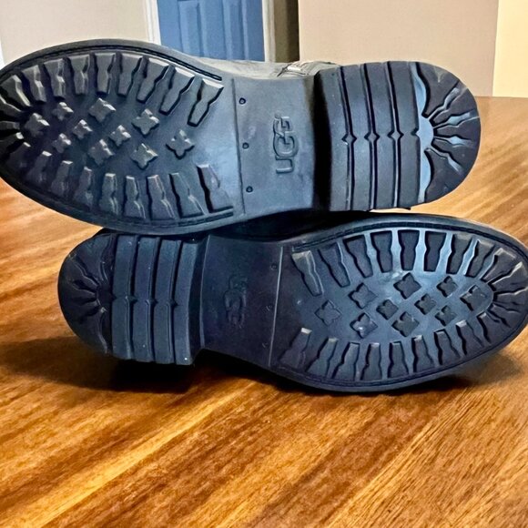 UGG Wilcox Water Resistant Black Leather Wool Lining Biker-Style Boots Size 7 - Picture 7 of 7